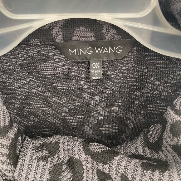 Ming Wang Women Animal Leopard Print Cardigan Jacket Size 0X Blue Black Collar - Picture 5 of 10